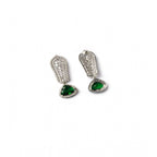 Generic Women's Brass Silver Plated Drop Earrings (Green)