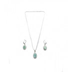 Generic Women's Brass Silver Plated Pendant Set (Turquoise)