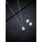 Generic Women's Brass Silver Plated Pendant Set (Turquoise)