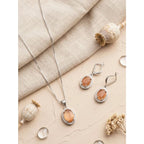 Generic Women's Brass Silver Plated Pendant Set (Orange)