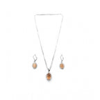 Generic Women's Brass Silver Plated Pendant Set (Orange)