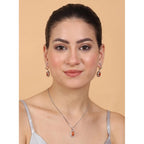 Generic Women's Brass Silver Plated Pendant Set (Orange)