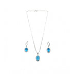 Generic Women's Brass Silver Plated Pendant Set (Blue)