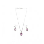 Generic Women's Brass Silver Plated Pendant Set (Pink)