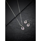Generic Women's Brass Silver Plated Pendant Set (Pink)