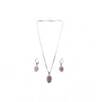 Generic Women's Brass Silver Plated Pendant Set (Pink)