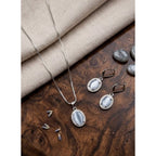 Generic Women's Brass Silver Plated Pendant Set (Grey)