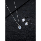 Generic Women's Brass Silver Plated Pendant Set (Grey)