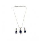 Generic Women's Brass Silver Plated Pendant Set (Blue)
