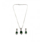 Generic Women's Brass Silver Plated Pendant Set (Green)