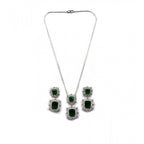 Generic Women's Brass Silver Plated Pendant Set (Green)