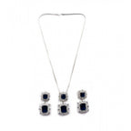 Generic Women's Brass Silver Plated Pendant Set (Blue)