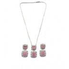 Generic Women's Brass Silver Plated Pendant Set (Pink)