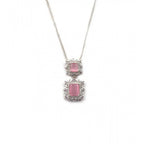 Generic Women's Brass Silver Plated Pendant Set (Pink)