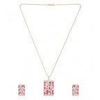 Generic Women's Brass Silver Plated Pendant Set (Red)