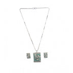 Generic Women's Brass Silver Plated Pendant Set (Turquoise)