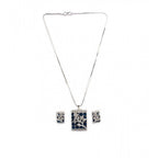 Generic Women's Brass Silver Plated Pendant Set (Blue)