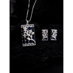 Generic Women's Brass Silver Plated Pendant Set (Blue)