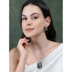 Generic Women's Brass Silver Plated Pendant Set (Blue)