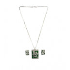 Generic Women's Brass Silver Plated Pendant Set (Green)