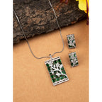 Generic Women's Brass Silver Plated Pendant Set (Green)