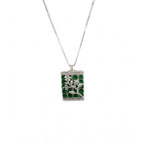 Generic Women's Brass Silver Plated Pendant Set (Green)