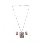 Generic Women's Brass Silver Plated Pendant Set (Pink)