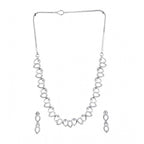 Generic Women's Brass Silver Plated Necklace set (Silver)