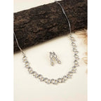 Generic Women's Brass Silver Plated Necklace set (Silver)