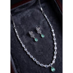 Generic Women's Brass Silver Plated Necklace set (Turquoise)