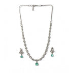 Generic Women's Brass Silver Plated Necklace set (Turquoise)