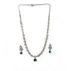 Generic Women's Brass Silver Plated Necklace set (Green)