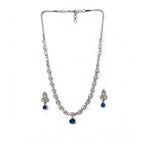 Generic Women's Brass Silver Plated Necklace set (Blue)