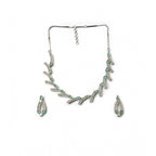 Generic Women's Brass Silver Plated Necklace set (Turquoise)