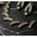 Generic Women's Brass Silver Plated Necklace set (Green)