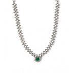 Generic Women's Brass Silver Plated Necklace set (Green)