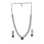 Generic Women's Brass Silver Plated Necklace set (Blue)