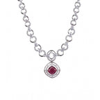 Generic Women's Brass Silver Plated Necklace set (Red)