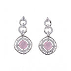 Generic Women's Brass Silver Plated Necklace set (Pink)