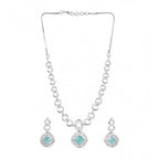 Generic Women's Brass Silver Plated Necklace set (Turquoise)