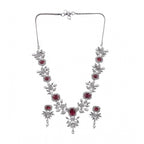 Generic Women's Brass Silver Plated Necklace set (Red)