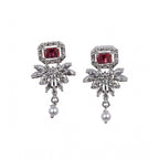 Generic Women's Brass Silver Plated Necklace set (Red)