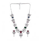 Generic Women's Brass Silver Plated Necklace set (Multicolor)