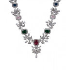 Generic Women's Brass Silver Plated Necklace set (Multicolor)