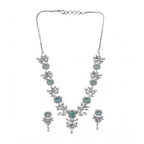 Generic Women's Brass Silver Plated Necklace set (Turquoise)
