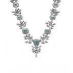 Generic Women's Brass Silver Plated Necklace set (Turquoise)