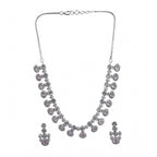 Generic Women's Brass Silver Plated Necklace set (White)