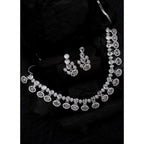Generic Women's Brass Silver Plated Necklace set (White)