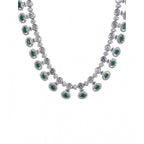 Generic Women's Brass Silver Plated Necklace set (Green)