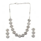 Generic Women's Brass Silver Plated Necklace set (White)